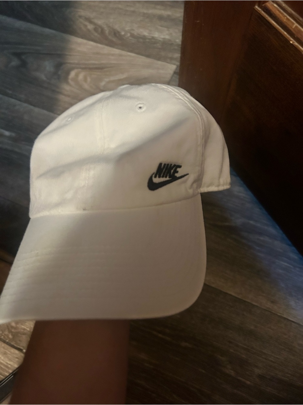Nike White Baseball Cap with Black Swoosh